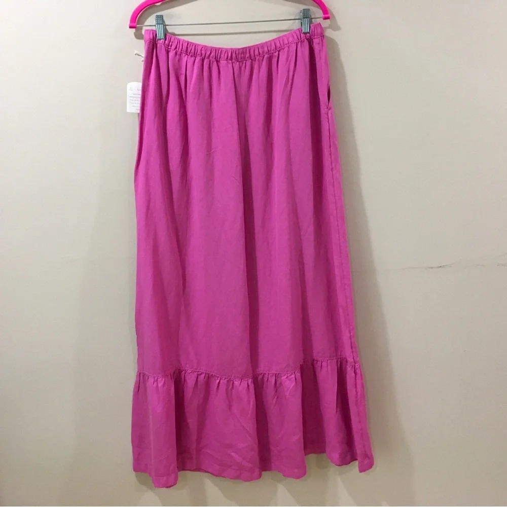 Calypso Saint Barth Maxi Skirt Womens L Linen Pull On A Line  Pink Vintage Look - Picture 2 of 5